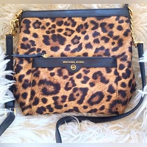 Michael Kors Morgan Leopard Print Messenger Crossbody
